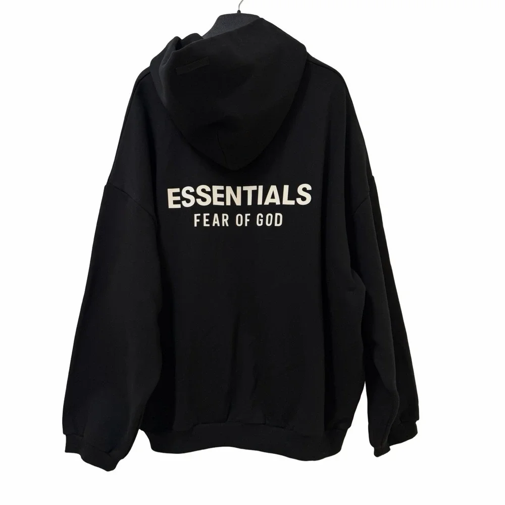 Fear of God‎ ESSENTIALS Mens Fleece Pullover Hoodie Size XL Black White Graphic